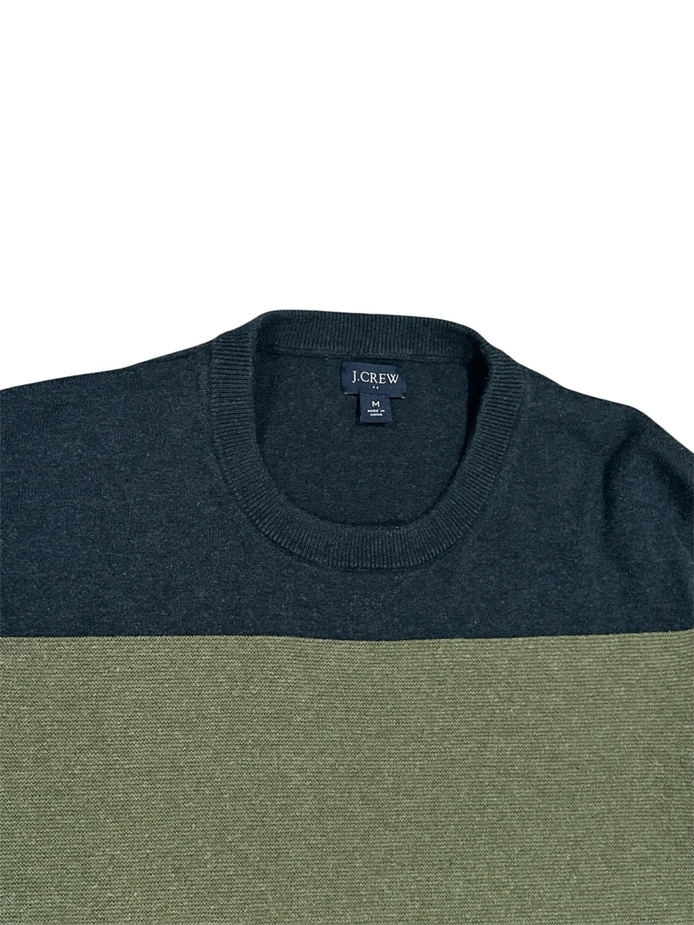 J.Crew Factory Navy & Green Wide Striped Crewneck Knit Sweater M unisex